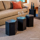 Hexagonal tables in honed basalt