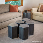Hexagonal tables in honed basalt