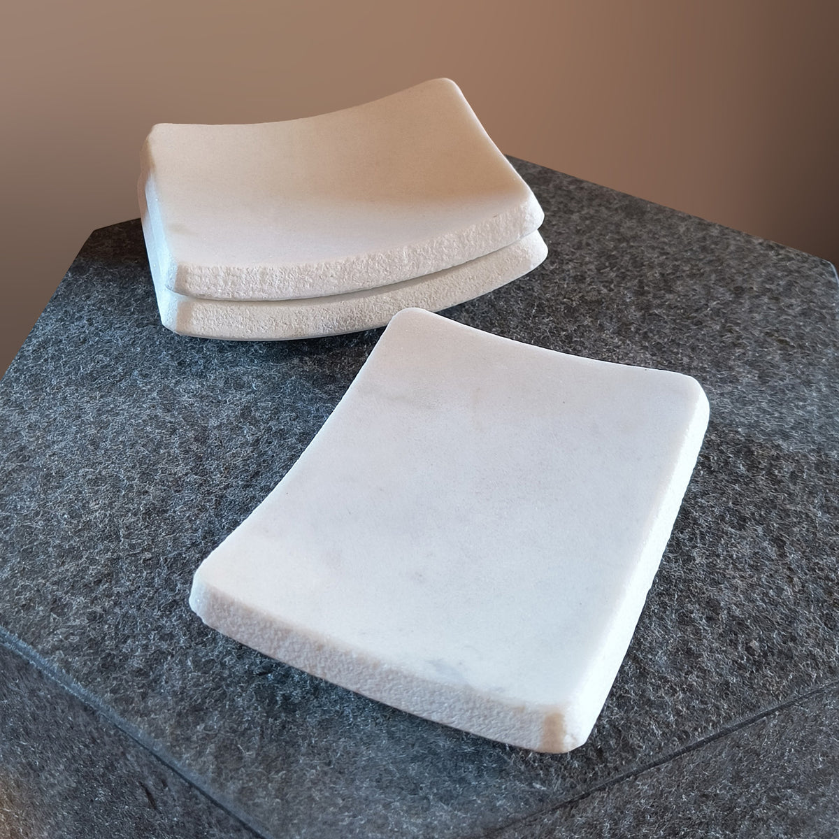 Stone Forest  rectangular soap dishes in White Marble are polished smooth. 6