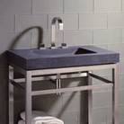 31.5" wide x 20" deep x 3" thick Slab Vanity Bath Sink carved from a solid block of honed basalt