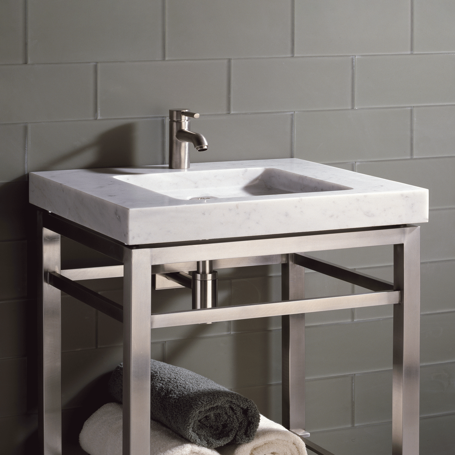 31.5" wide x 20" deep x 3" thick Slab Vanity Bath Sink carved from a solid block of carrara marble