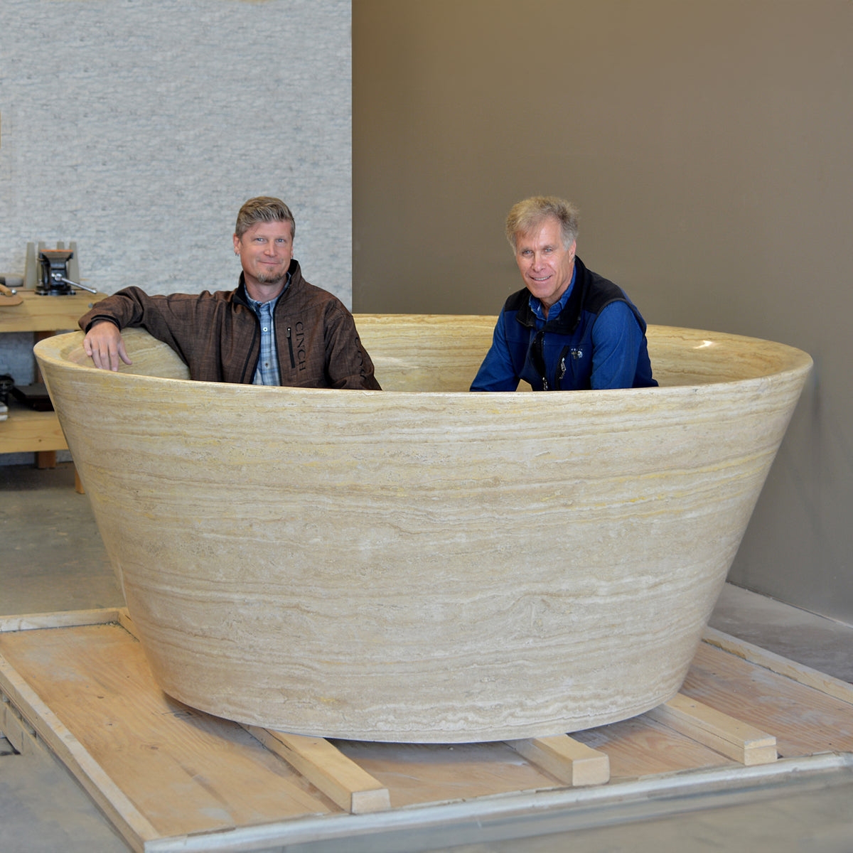 Custom Round Tub in Travertino Romano image 1 of 1