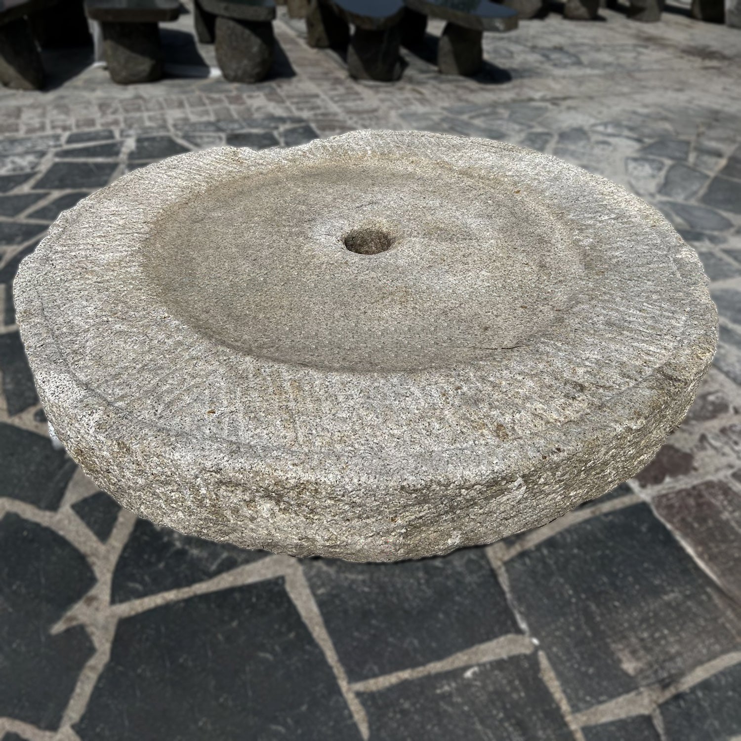 Colossal Antique Millstone in beige granite