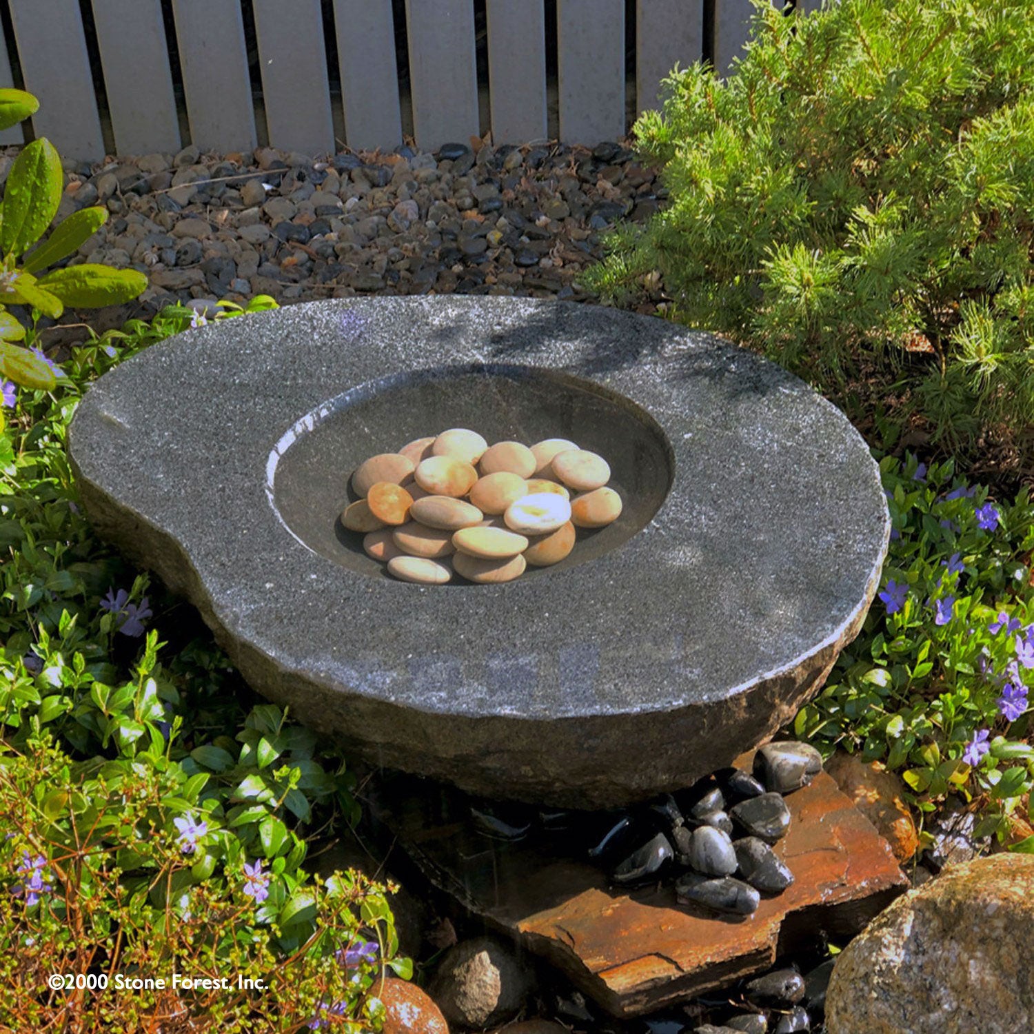 Stone Forest Wabi Basin used as tsukubai - Hand carved from granite