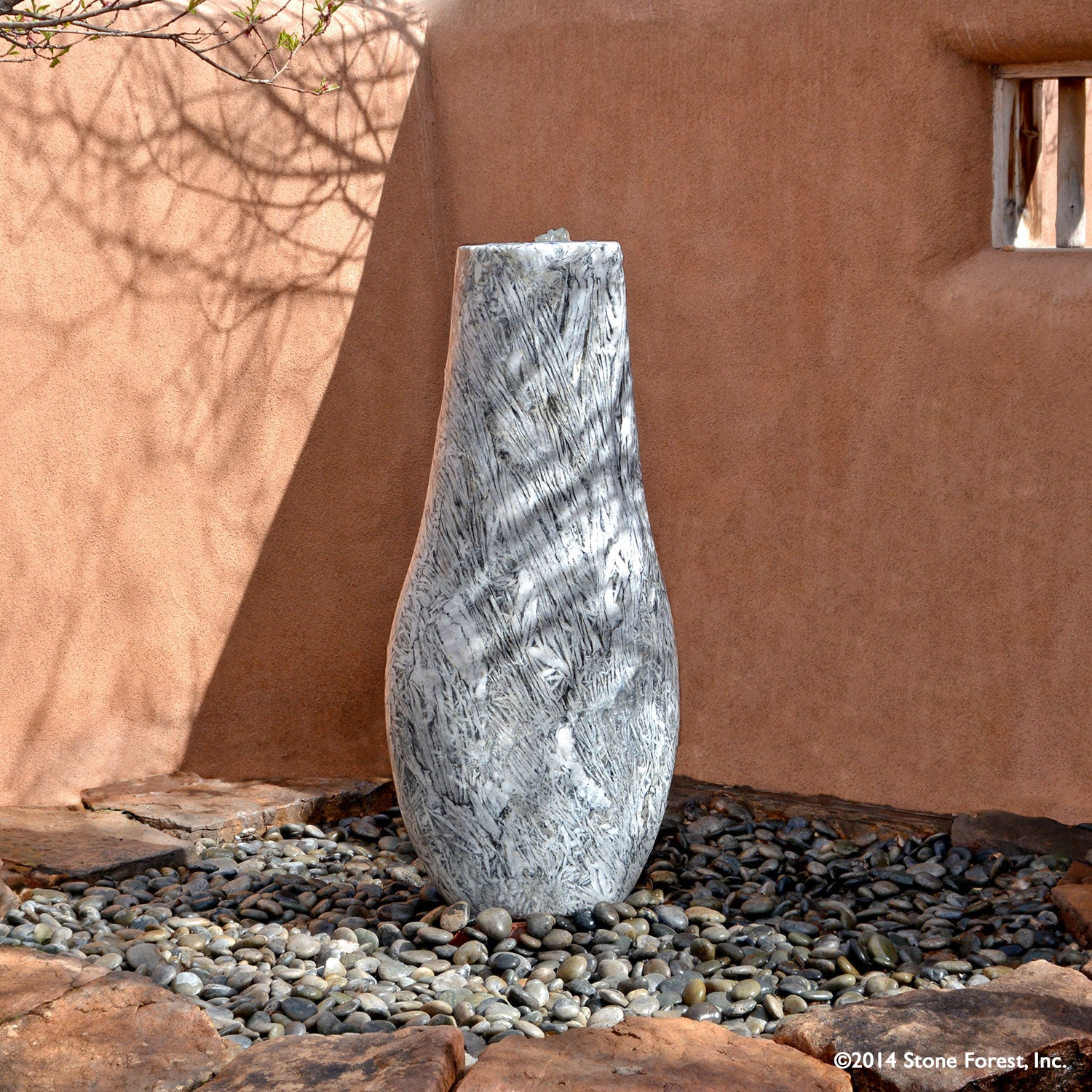 Stone Forest hand carved bamboo marble vase shaped garden fountain