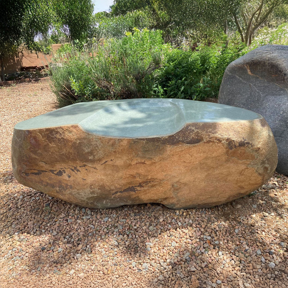 One of a kind Sculptural Barrier / stone seat, carved from a solid block of granite image 1 of 1