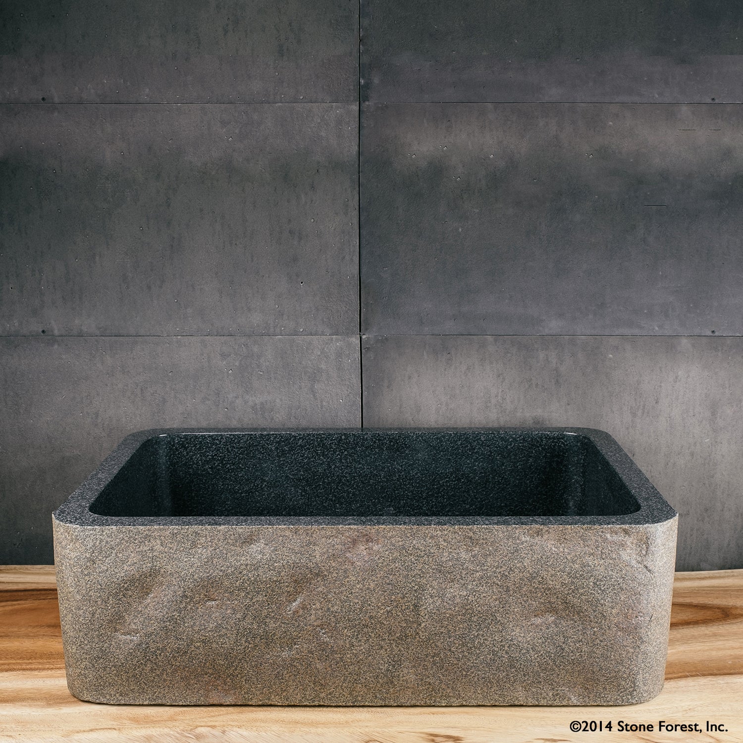 Natural Front Farmhouse Sink carved from black granite