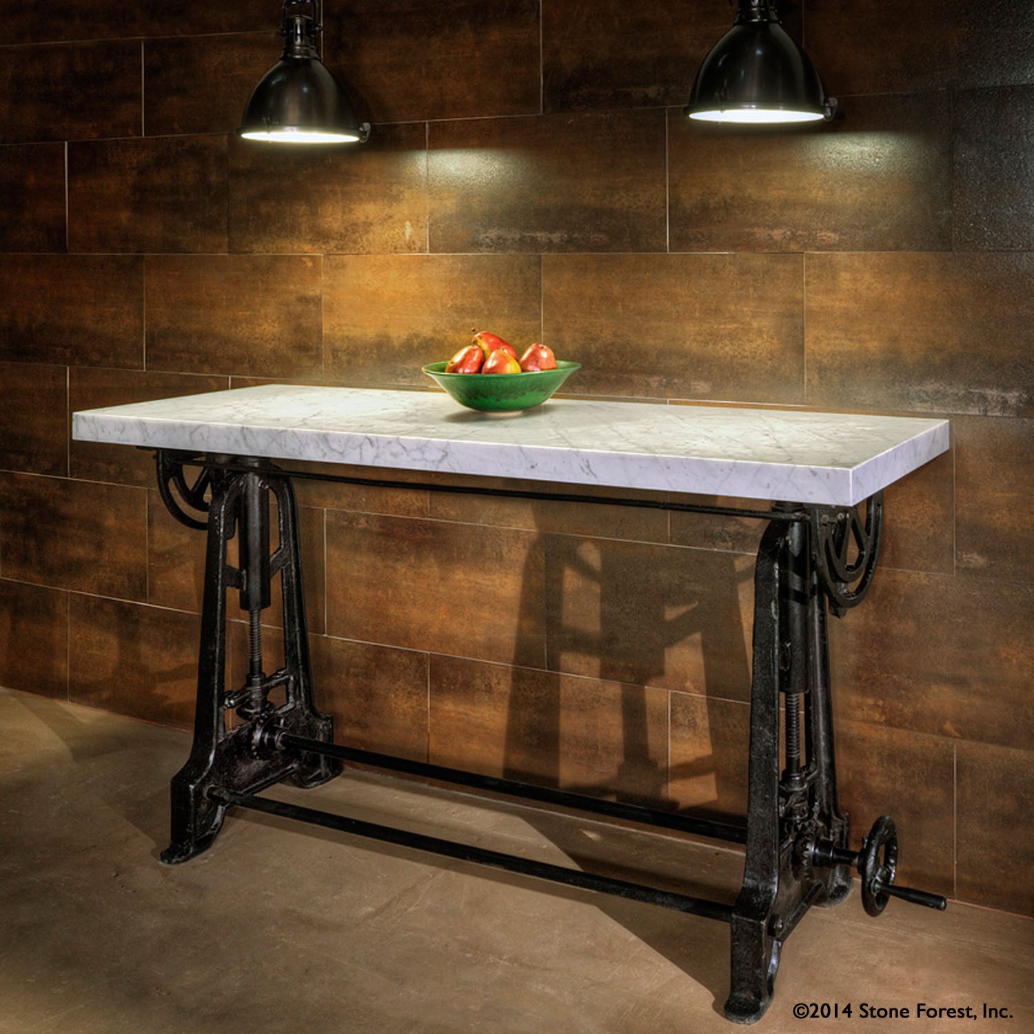 Industrial Console  Cast Iron and Marble