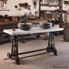 Industrial Console  Cast Iron and Marble