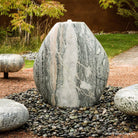 Stone Forest 48"h Green Marble Pebble garden fountain hand carved from natural stone