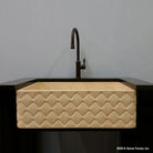 Farmhouse sink in Gold Papiro Cream Marble with a diamond motif on the apron