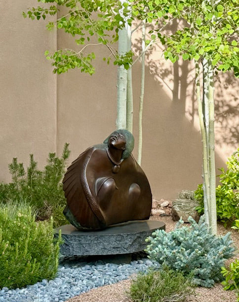 Custom Granite Sculptural Base with bronze sculpture