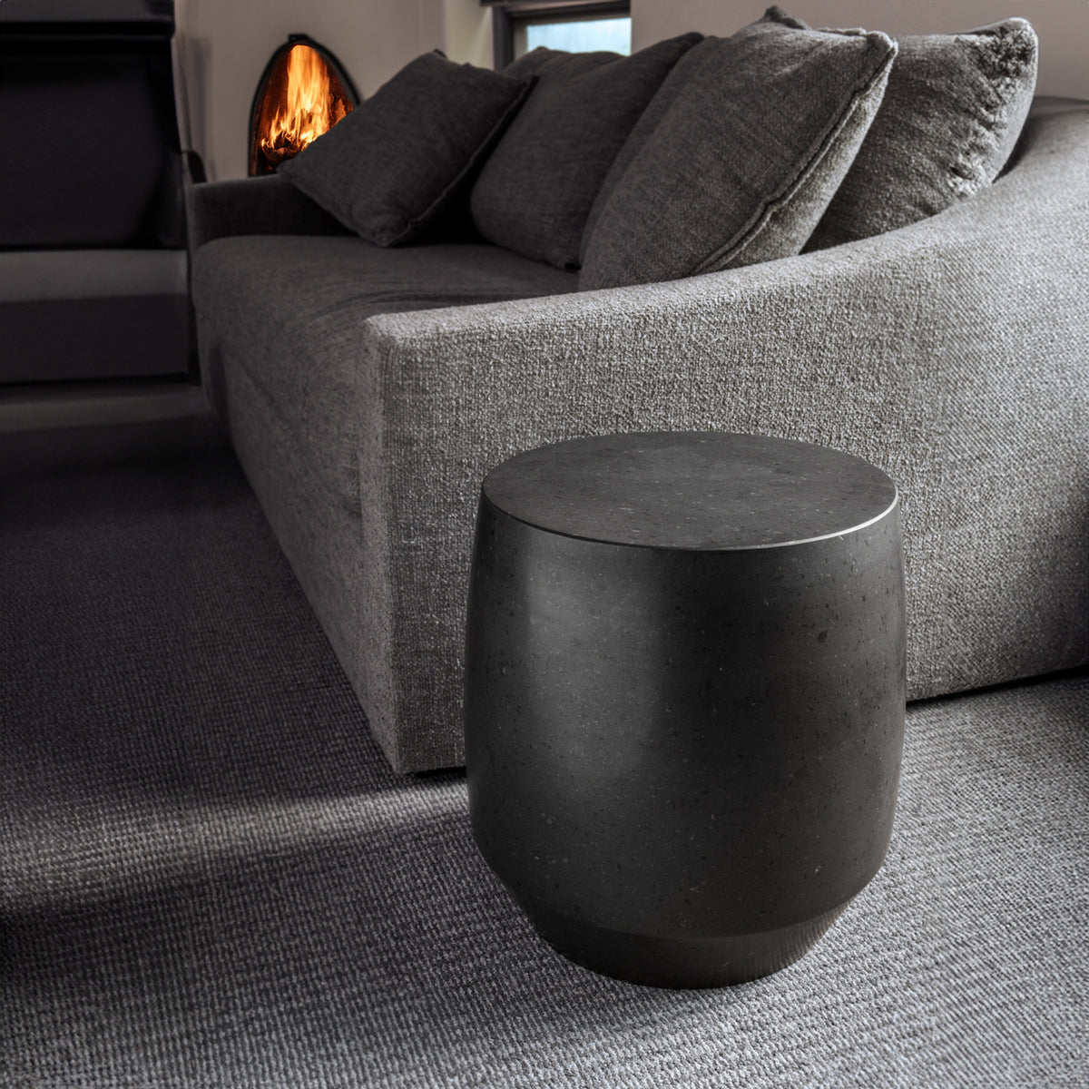 Siena side table in honed basalt image 1 of 4