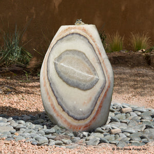 Stone Forest Pebble garden fountain carved from onyx 24