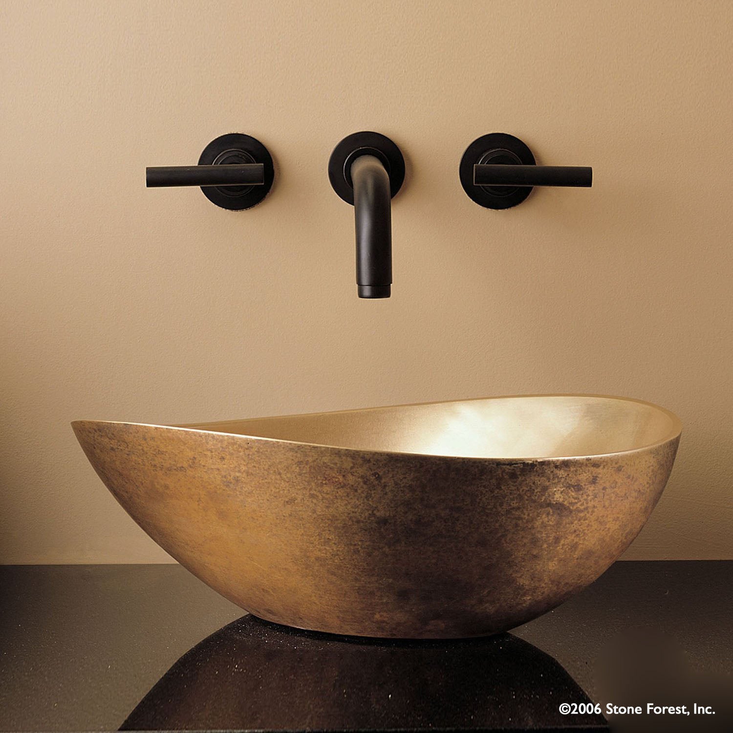 16.25"w x 11.25"d x 5.5"h  Golden Bronze Papillon Vessel Bath Sink
