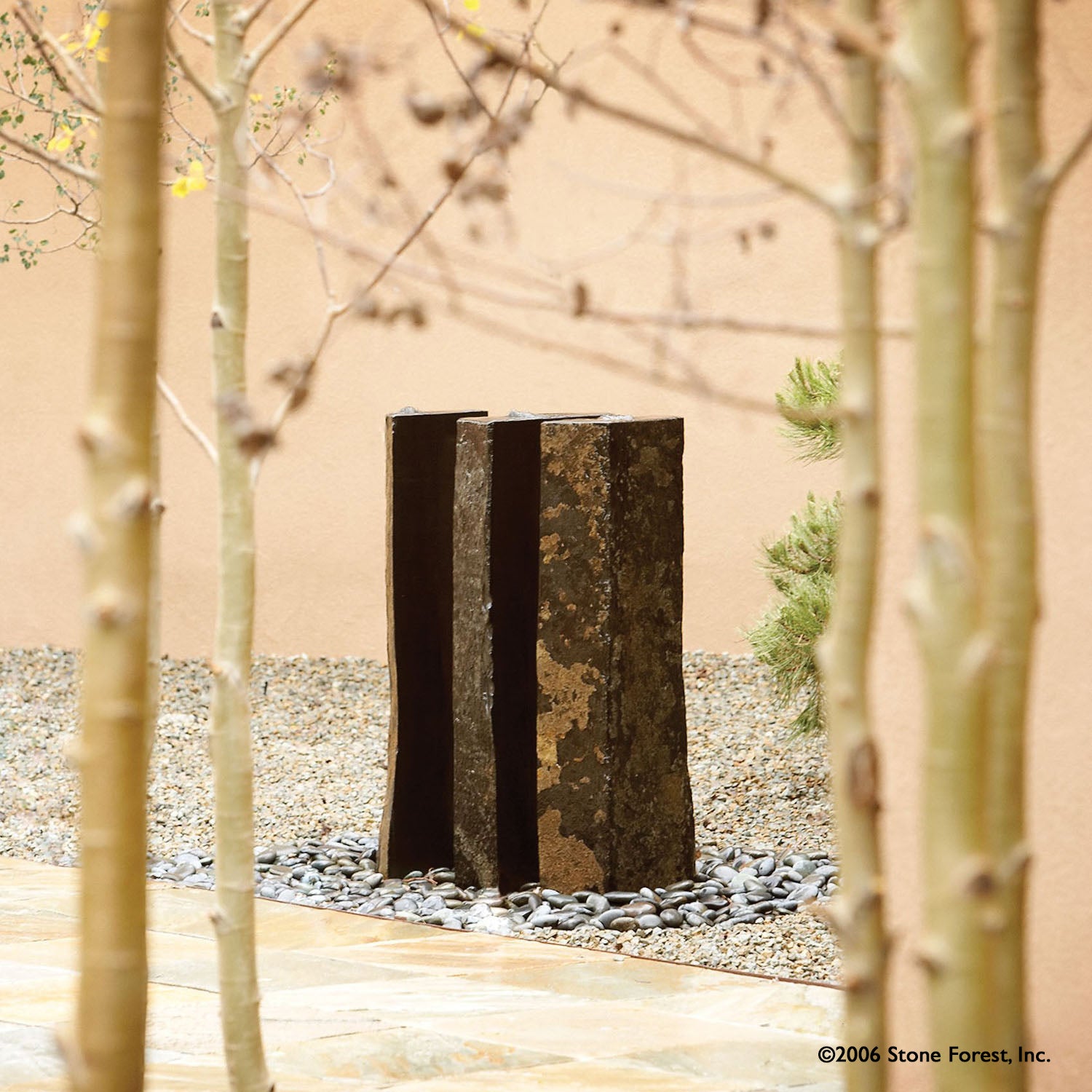 Stone Forest Triple Basalt garden fountain 39" high