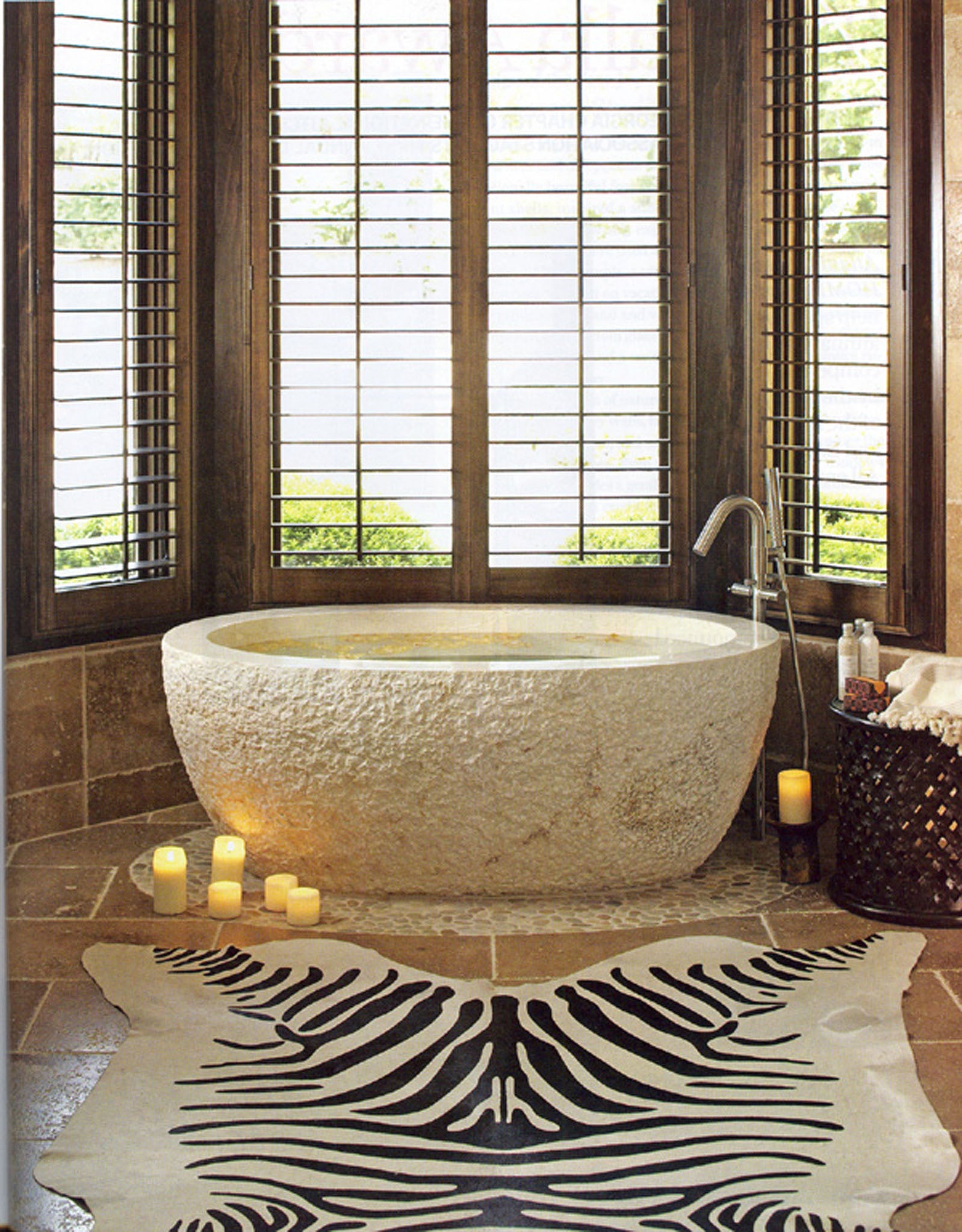 Custom Stone Forest Crema Marfil Marble Stone Bathtub