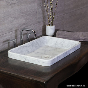 Contour rectangular drop in bath sink in carrara marble image 1 of 2