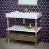 Ventus Bath Sink with Faucet Deck paired with Elemental Facet Console Vanity with Stone Shelf