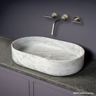 Oval Contour Vessel bath sink in carrara marble