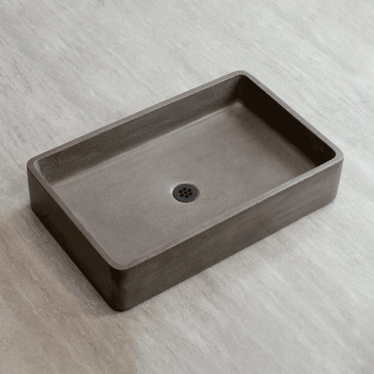 Rectangular concrete sink on a light gray background image 2 of 3
