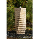 Stone Forest Tiered Helix garden fountain in beige granite