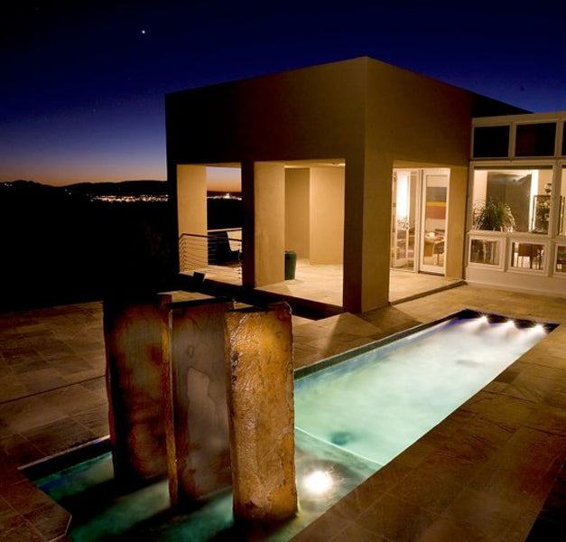 Triple Basalt Fountain at night