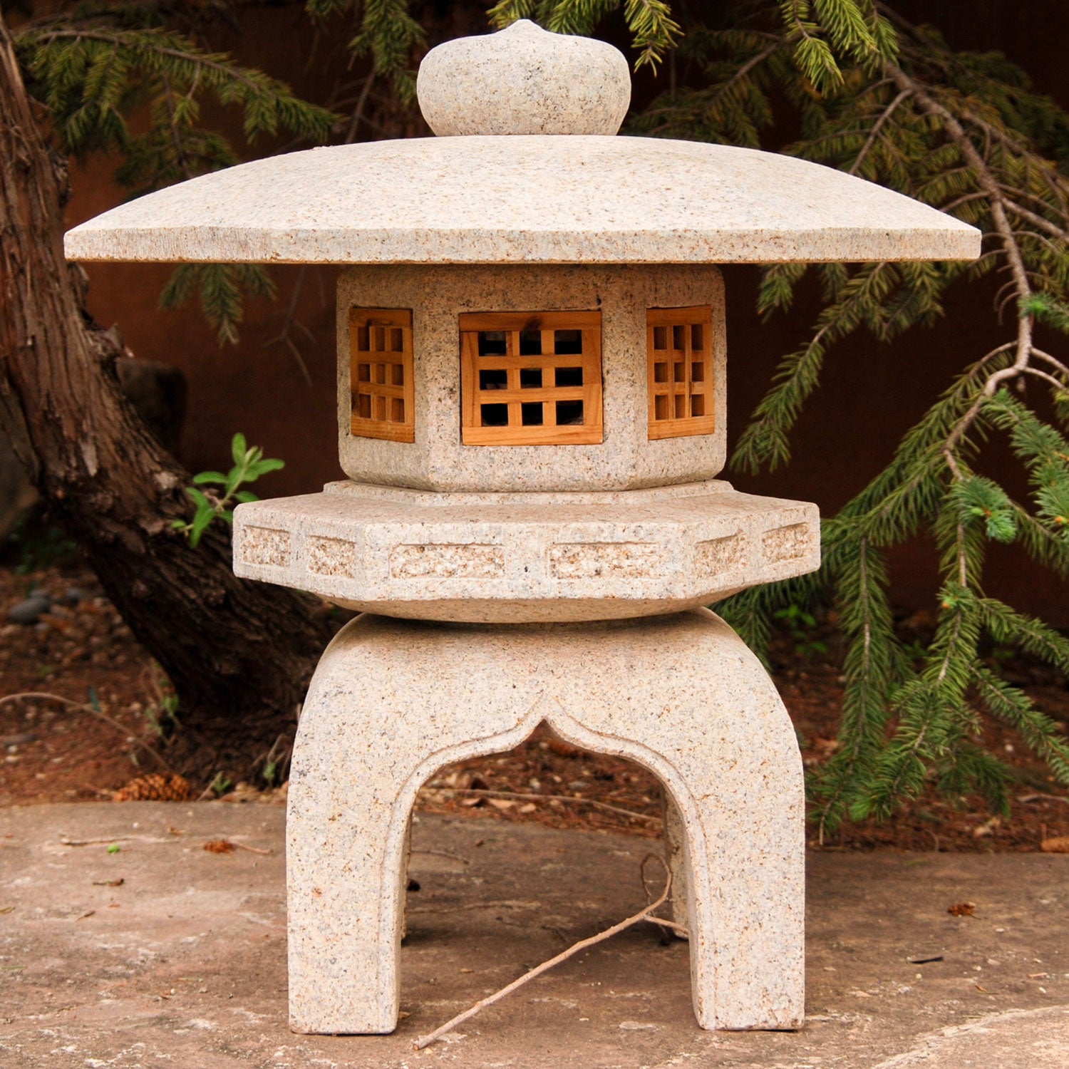 yukimi lantern in in beige granite