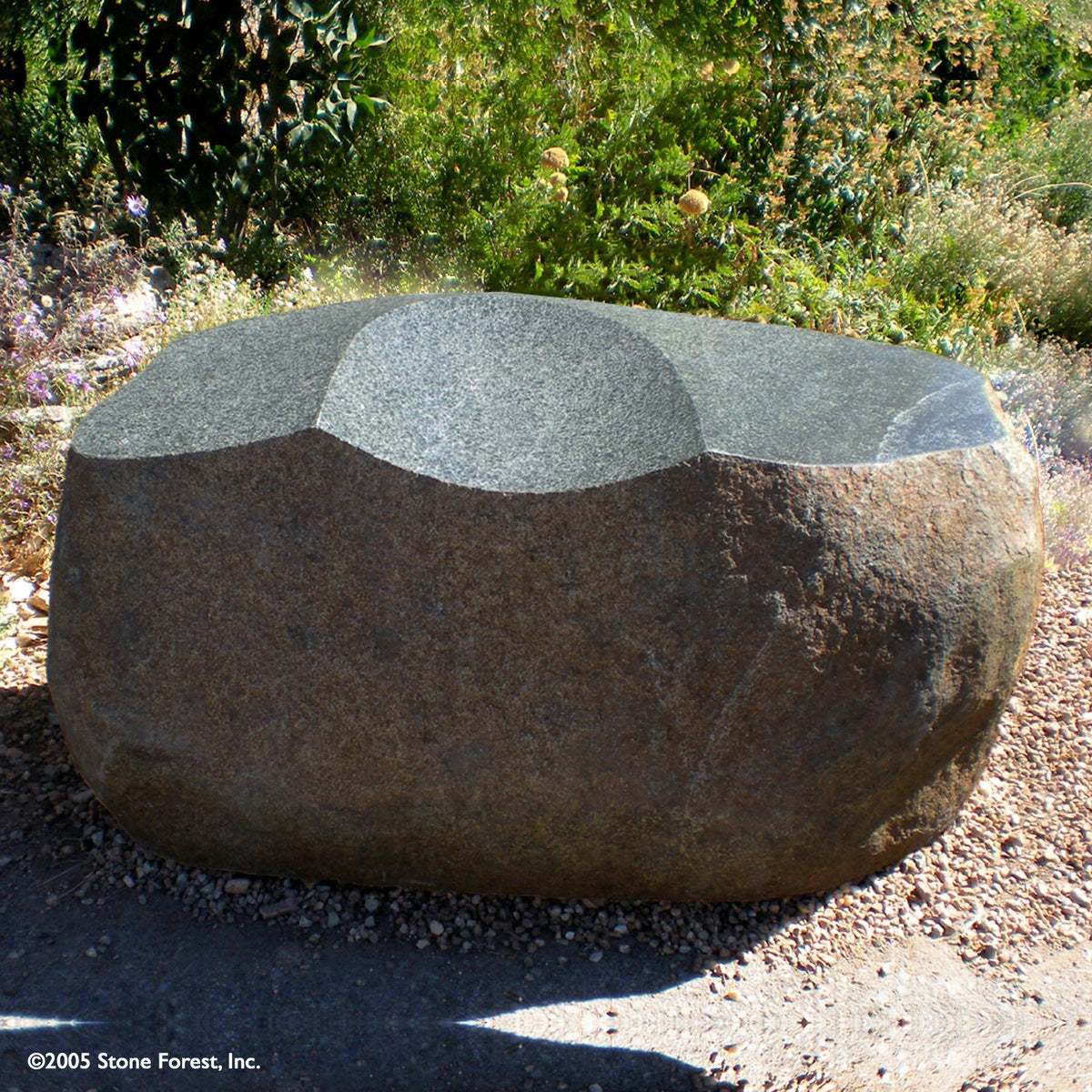 One of a kind Sculptural Barrier / stone seat, carved from a solid block of granite image 1 of 1
