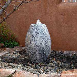 Stone Forest hand carved Bamboo Marble bulb shaped garden fountain image 3 of 3