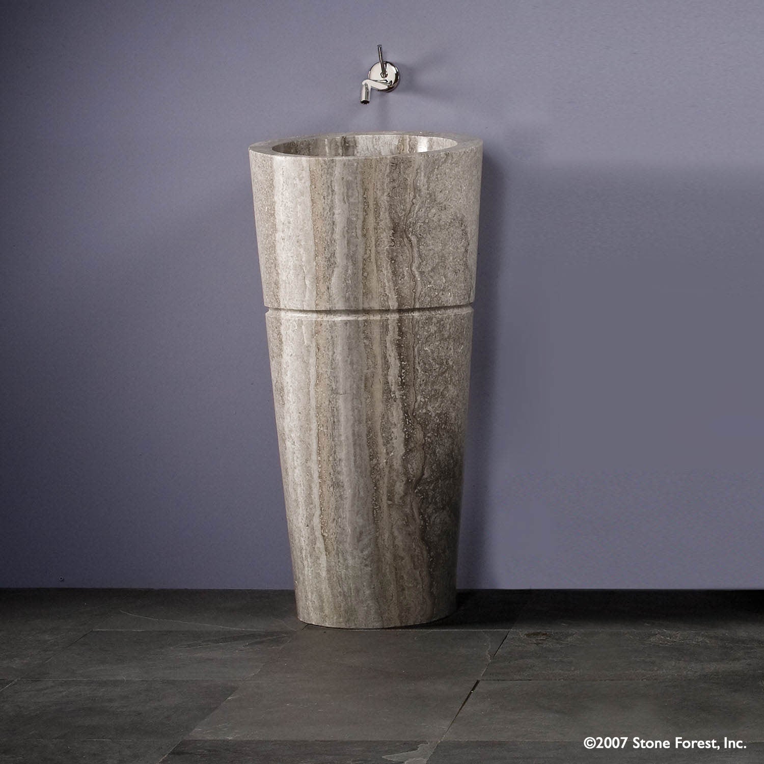 Silver Travertine Veneto Pedestal Bath Sink