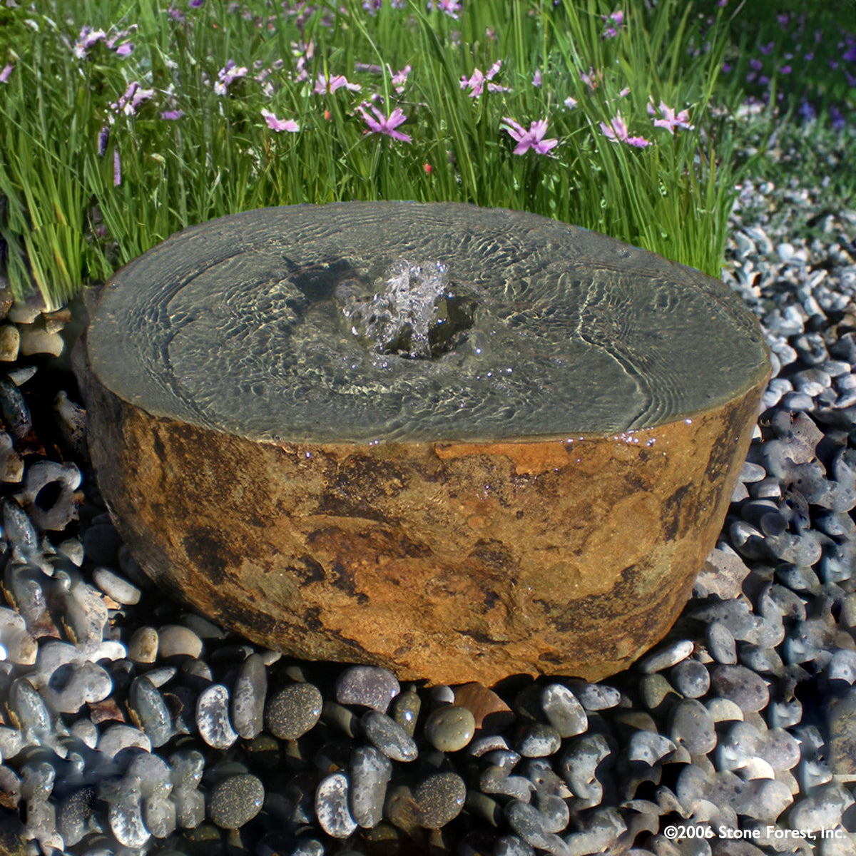Stone Forest Hand Carved Edo garden fountain made from a granite boulder image 2 of 5