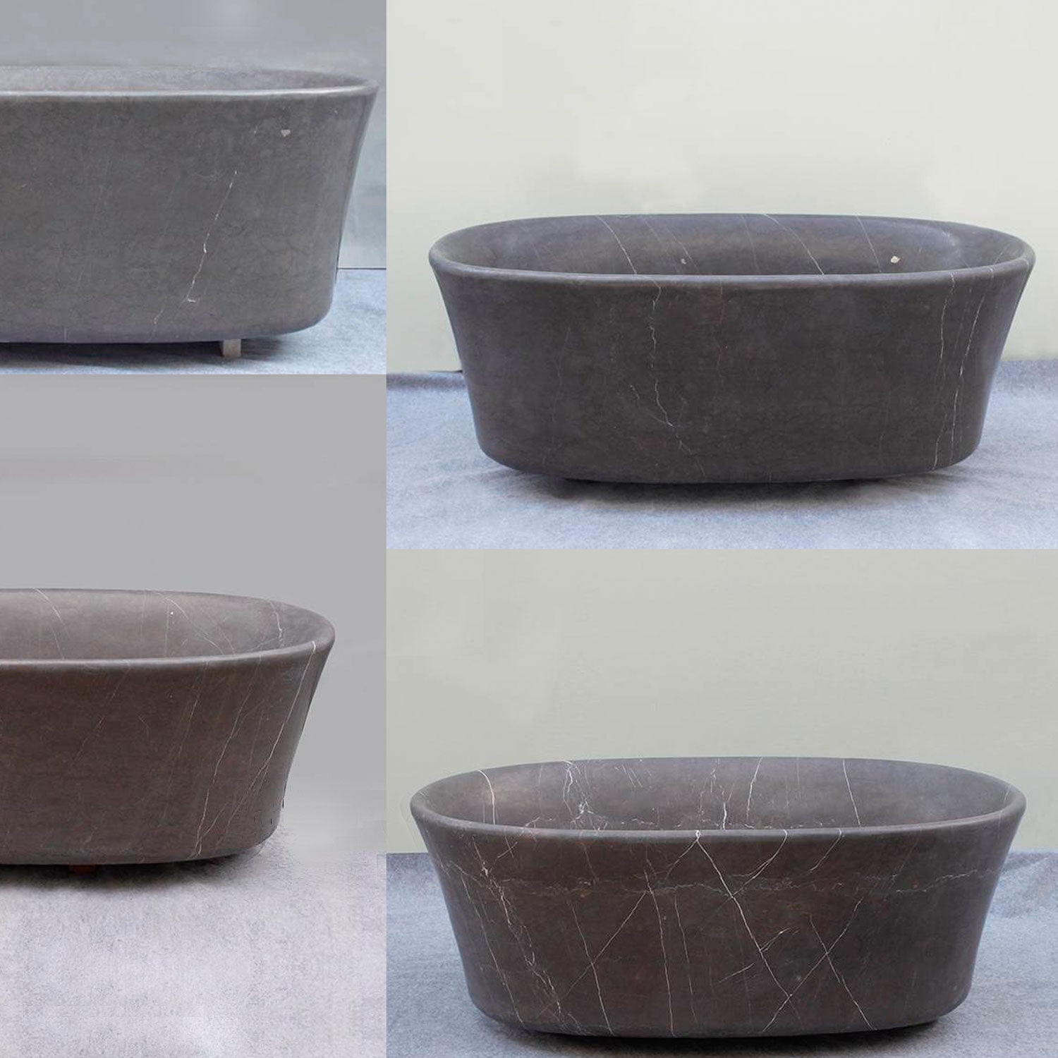 Calma bathtubs in marquina taupe marble