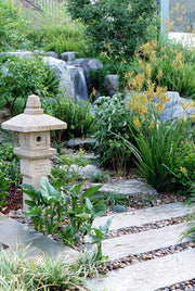 japanese stone lantern oribe installed in Zen Garden