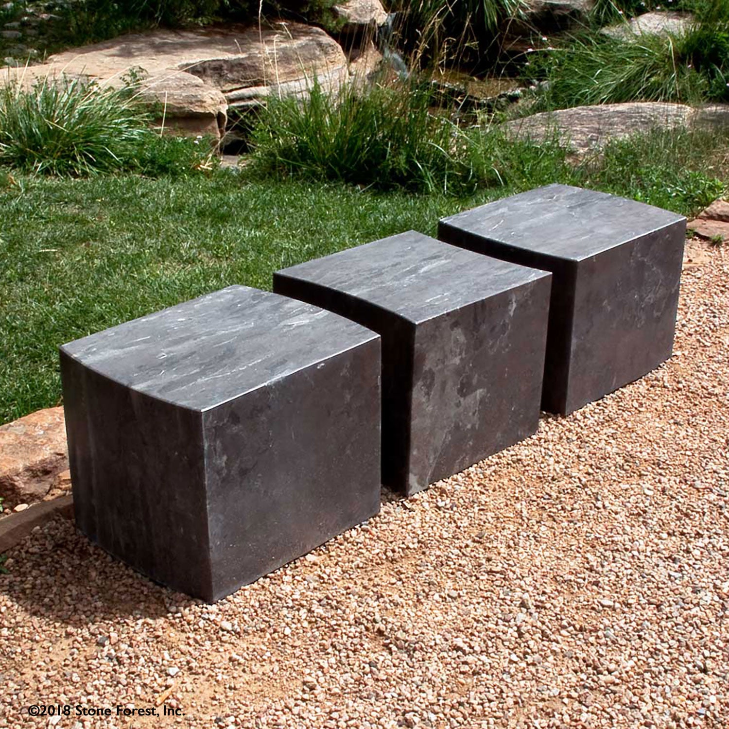 stone forest solid modular outdoor benches limestone