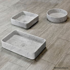 Contour Vessel Sinks in carrara marble. Shaped square, round or rectangular