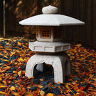 Stone Forest Antique Yukimi: hand-carved, traditional Japanese lantern made of beige granite. 