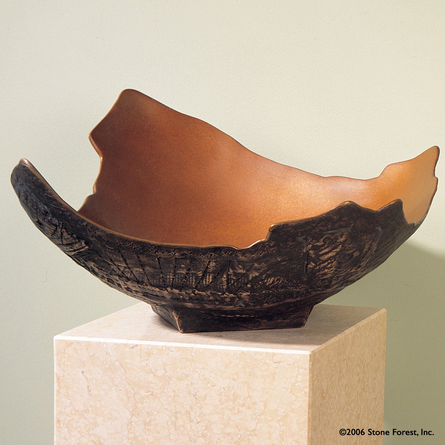 Chalice vessel sink in weathered bronze.  Exterior is darker in all finish options due to the design and texture.