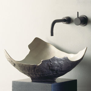 Chalice vessel sink in white bronze.  Exterior is darker in all finish options due to the design and texture. image 3 of 4