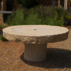 Stone Forest  Colossal Antique Millstone garden fountain in Beige Granite image 2 of 2