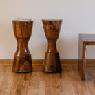 Stone Forest Rook Pedestals are hand-turned and finished, each is a little different in height and diameter. Made from Indian Rosewood.