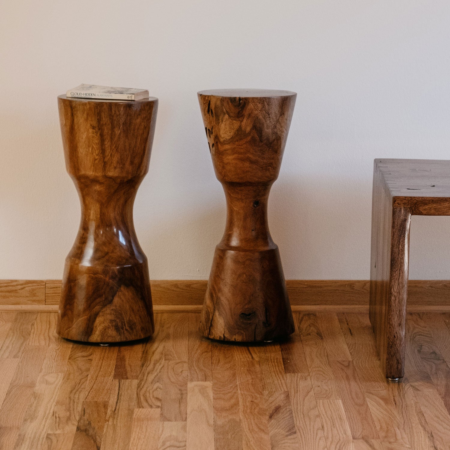 Stone Forest Rook Pedestals are hand-turned and finished, each is a little different in height and diameter. Made from Indian Rosewood.