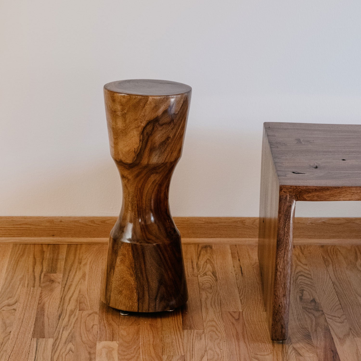 Stone Forest Rook Pedestals are hand-turned and finished, each is a little different in height and diameter. Made from Indian Rosewood.