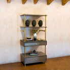 Stone Forest Elemental Classic Storage Set in aged brass and antique gray limestone.