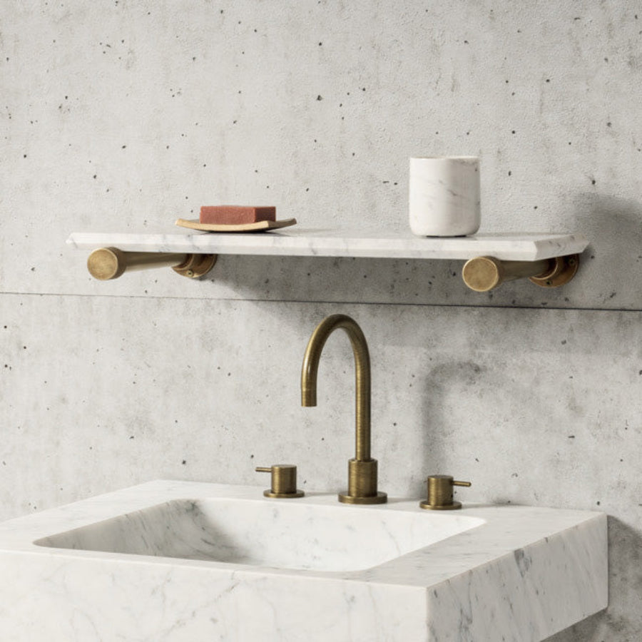 Elemental Classic Accessory Shelf in Carrara and aged brass