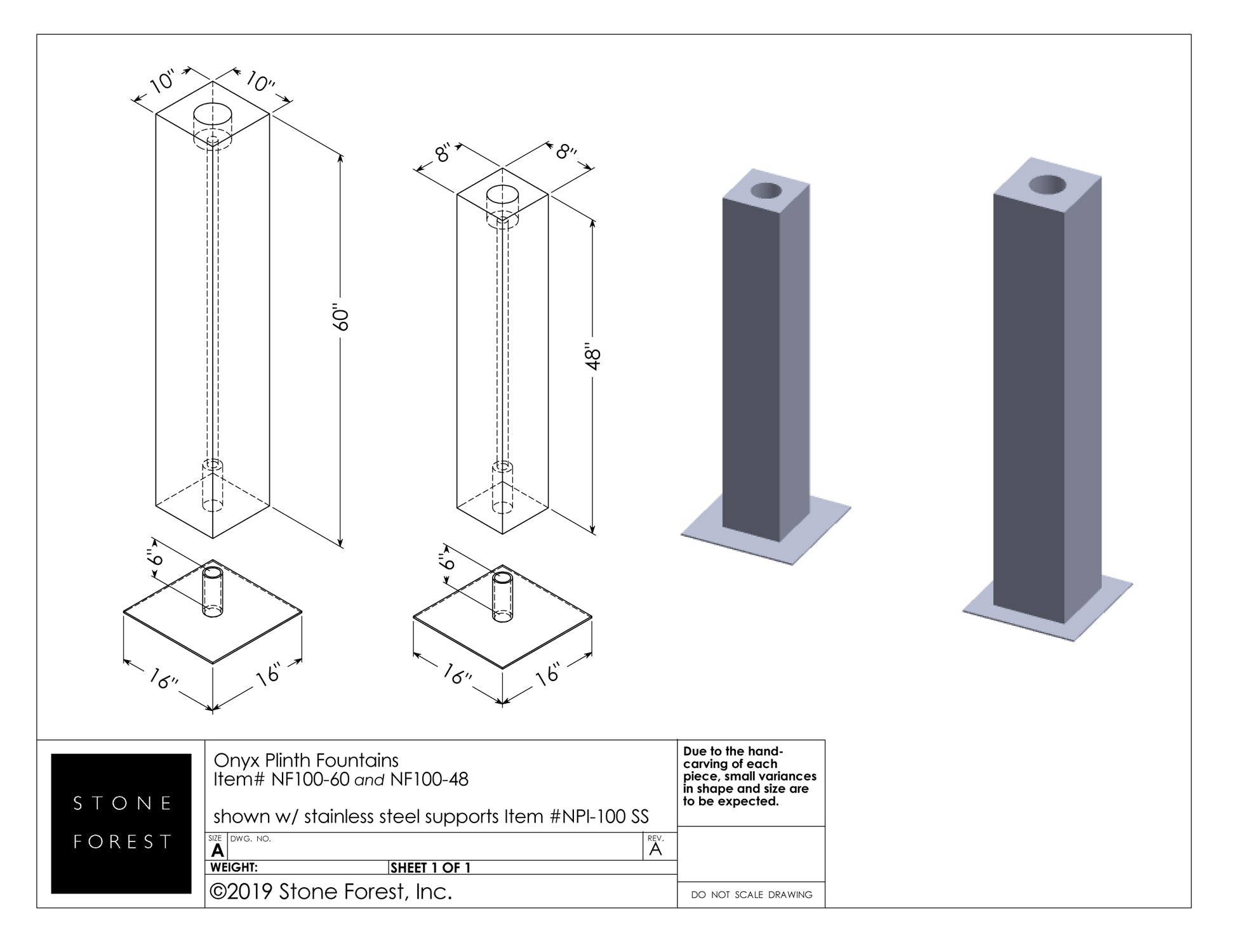 Stainless Steel Support for Onyx Plinth Fountain