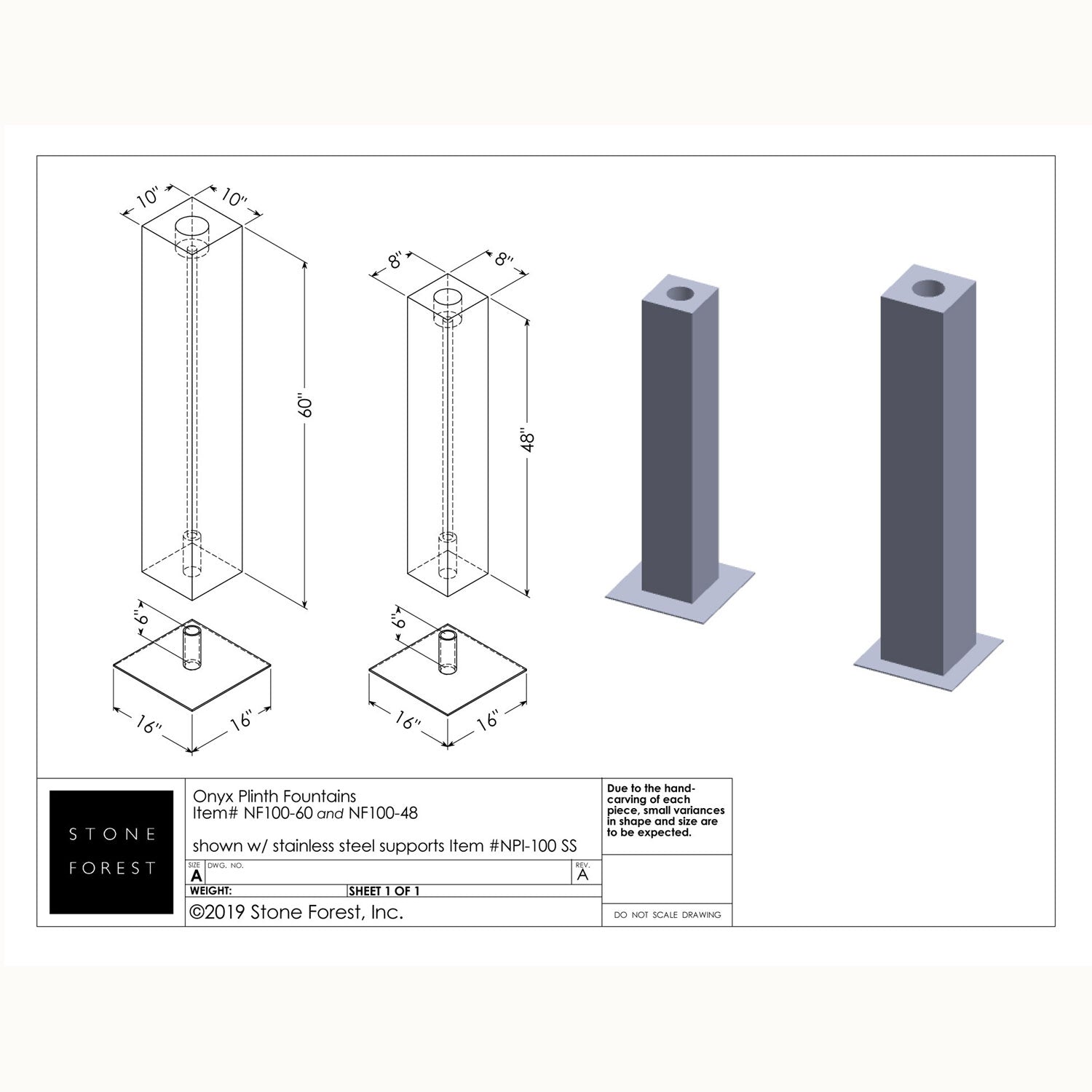 Diagram of fountain with stanless support