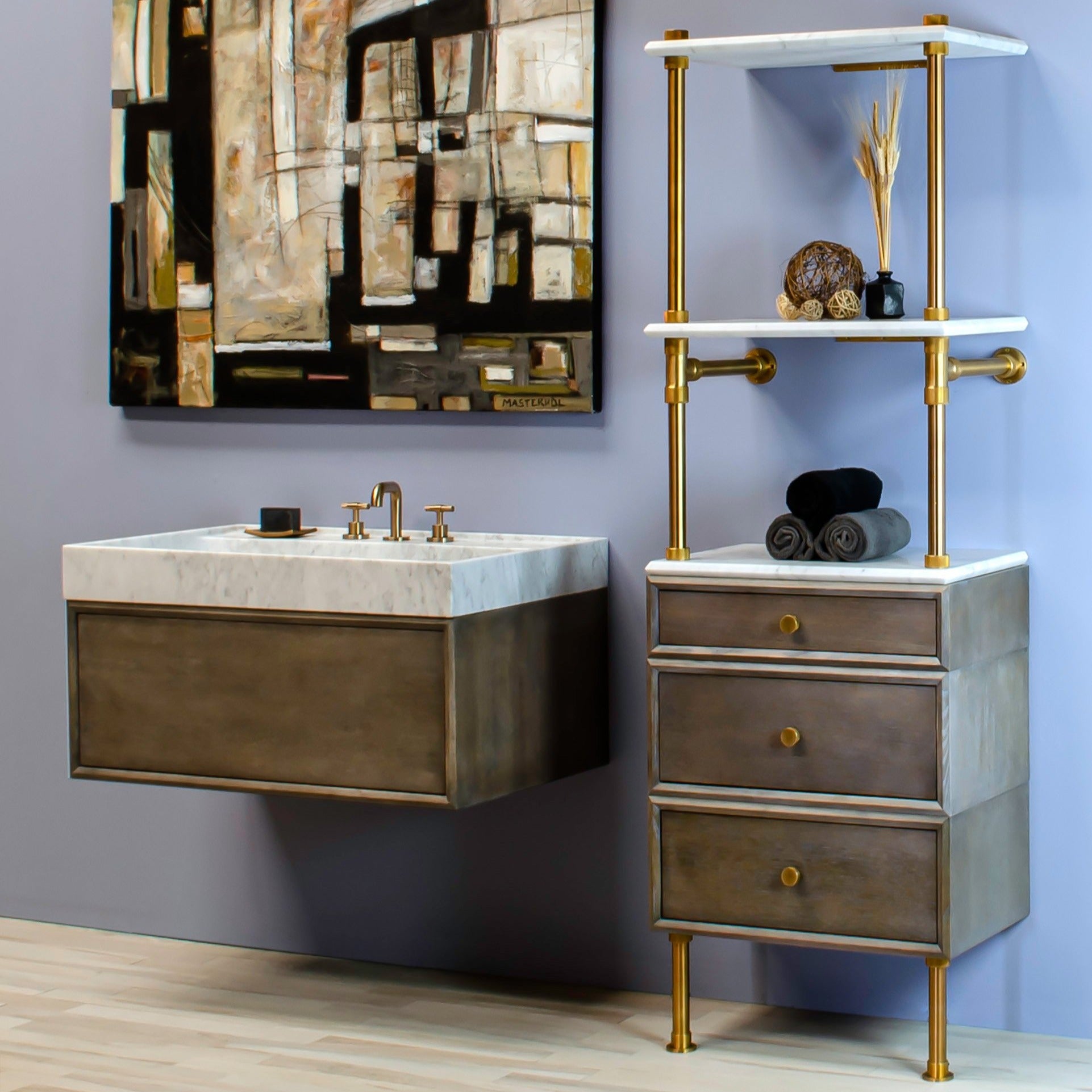 Ventus Hanging Vanity Sink Elemental Classic Shallow Storage Set