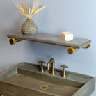 Elemental Classic Accessory Shelf in antique gray limestone and aged brass