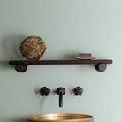 Elemental Classic Accessory Shelf in antique gray limestone and aged brass